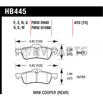 Hawk Performance Brake Pad - HB445F.610-1