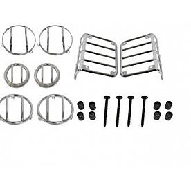 Black Mountain Headlight/ Tail Light Guard Set Steel Silver  - 138914SS