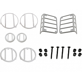 Black Mountain Headlight/ Tail Light Guard Set Steel White  - BM138914W