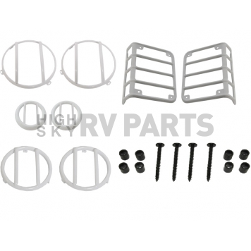 Black Mountain Headlight/ Tail Light Guard Set Steel White  - BM138914W