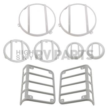 Black Mountain Headlight/ Tail Light Guard Set Steel White  - BM138914W-1