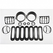 Rugged Ridge Headlight Guard Euro Black Complete Kit 17 Piece - 1249606
