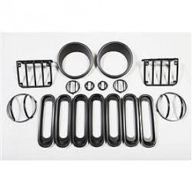 Rugged Ridge Headlight Guard Euro Black Complete Kit 17 Piece - 1249606