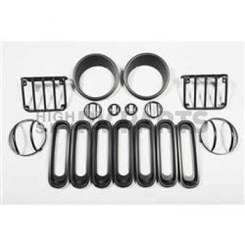 Rugged Ridge Headlight Guard Euro Black Complete Kit 17 Piece - 1249606
