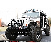 Fab Fours Hardcore Stubby Winch Bumper 1-Piece Design Steel Natural - JK07B1854B