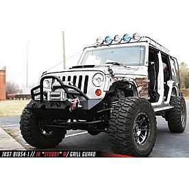 Fab Fours Hardcore Stubby Winch Bumper 1-Piece Design Steel Natural - JK07B1854B
