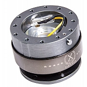 NRG Innovations Steering Wheel Quick Release - 6 Hole Hub Adapter Aircraft Grade Aluminum Gun Metal Body With Titanium Chrome Ring - SRK200GM