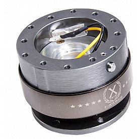 NRG Innovations Steering Wheel Quick Release - 6 Hole Hub Adapter Aircraft Grade Aluminum Gun Metal Body With Titanium Chrome Ring - SRK200GM