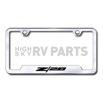Automotive Gold License Plate Frame - Silver Stainless Steel - GFZ28EC