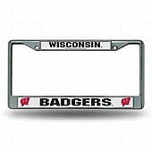 POWERDECAL License Plate Frame - Wisconsin Badgers Name And Logo Zinc - FC450101