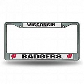 POWERDECAL License Plate Frame - Wisconsin Badgers Name And Logo Zinc - FC450101