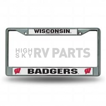 POWERDECAL License Plate Frame - Wisconsin Badgers Name And Logo Zinc - FC450101
