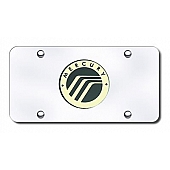 Automotive Gold License Plate - Mercury Logo Stainless Steel - MRYGC