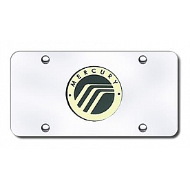 Automotive Gold License Plate - Mercury Logo Stainless Steel - MRYGC