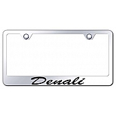 Automotive Gold License Plate Frame - Silver Stainless Steel - LFSDENEC