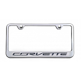 American Car Craft License Plate Frame - Corvette Lettering Stainless Steel - 052033BLK