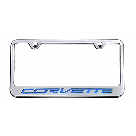 American Car Craft License Plate Frame - Corvette Lettering Stainless Steel - 052033BLU