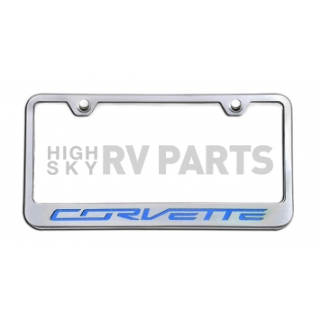 American Car Craft License Plate Frame - Corvette Lettering Stainless Steel - 052033BLU