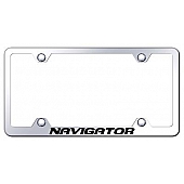 Automotive Gold License Plate Frame - Silver Stainless Steel - LFWNAVEC