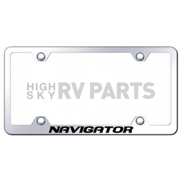 Automotive Gold License Plate Frame - Silver Stainless Steel - LFWNAVEC