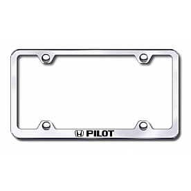 Automotive Gold License Plate Frame - Silver Stainless Steel - LFWPILEC