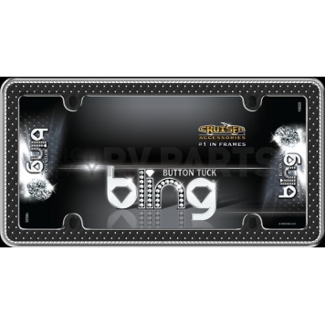 Cruiser License Plate Frame - Button Tuck Bling Die Cast Zinc Frame With Plastic Insert - 18525
