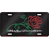 Chroma Graphics License Plate - Rose With Harley Davidson Letter Aluminum - 1868