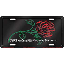 Chroma Graphics License Plate - Rose With Harley Davidson Letter Aluminum - 1868