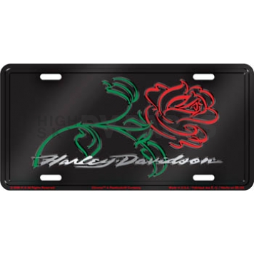 Chroma Graphics License Plate - Rose With Harley Davidson Letter Aluminum - 1868
