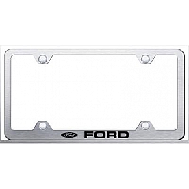 Automotive Gold License Plate Frame - Silver Stainless Steel - LFWFORES