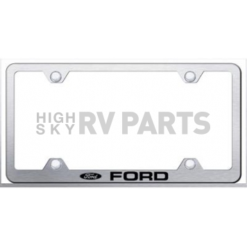 Automotive Gold License Plate Frame - Silver Stainless Steel - LFWFORES
