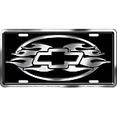 Chroma Graphics License Plate - Chevrolet Logo With Flames Aluminum - 1959