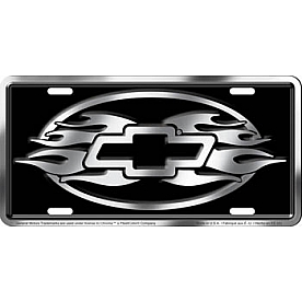 Chroma Graphics License Plate - Chevrolet Logo With Flames Aluminum - 1959