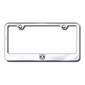 Automotive Gold License Plate Frame - Silver Stainless Steel - LFRAMHEC