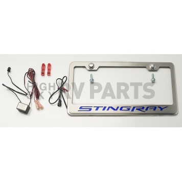 American Car Craft License Plate Frame - Stingray Lettering Stainless Steel - 052032BLU
