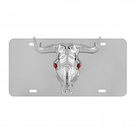 Pilot Automotive License Plate - Bull Skull Stainless Steel - LP202