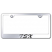 Automotive Gold License Plate Frame - Silver Stainless Steel - LFSTSXEC