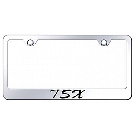 Automotive Gold License Plate Frame - Silver Stainless Steel - LFSTSXEC