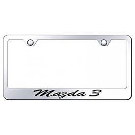Automotive Gold License Plate Frame - Silver Stainless Steel - LFSMZ3EC