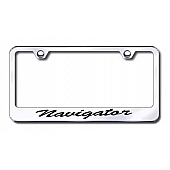 Automotive Gold License Plate Frame - Silver Stainless Steel - LFSNAVEC