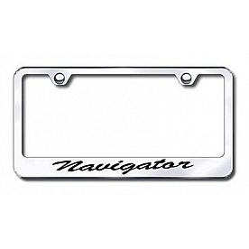 Automotive Gold License Plate Frame - Silver Stainless Steel - LFSNAVEC