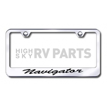 Automotive Gold License Plate Frame - Silver Stainless Steel - LFSNAVEC
