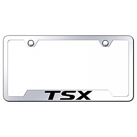 Automotive Gold License Plate Frame - Silver Stainless Steel - GFTSXEC