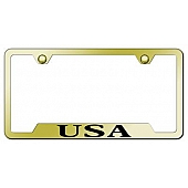 Automotive Gold License Plate Frame - Gold Stainless Steel - GFUSAEG