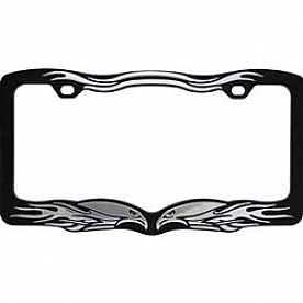 Pilot Automotive License Plate Frame - Black With Silver Logo Zinc - WL733