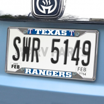 Fan Mat License Plate Frame - MLB Texas Rangers Logo Metal - 26737-1