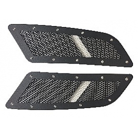 Drake Automotive Hood Vent - Black With SIlver Mesh Rectangular Satin - 3Z16C630M
