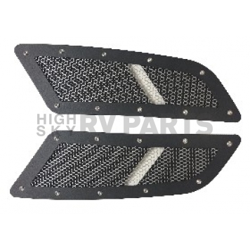 Drake Automotive Hood Vent - Black With SIlver Mesh Rectangular Satin - 3Z16C630M