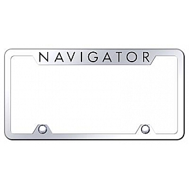 Automotive Gold License Plate Frame - Silver Stainless Steel - TFNAVEC