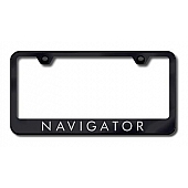 Automotive Gold License Plate Frame - Black Stainless Steel - LFNAVEB